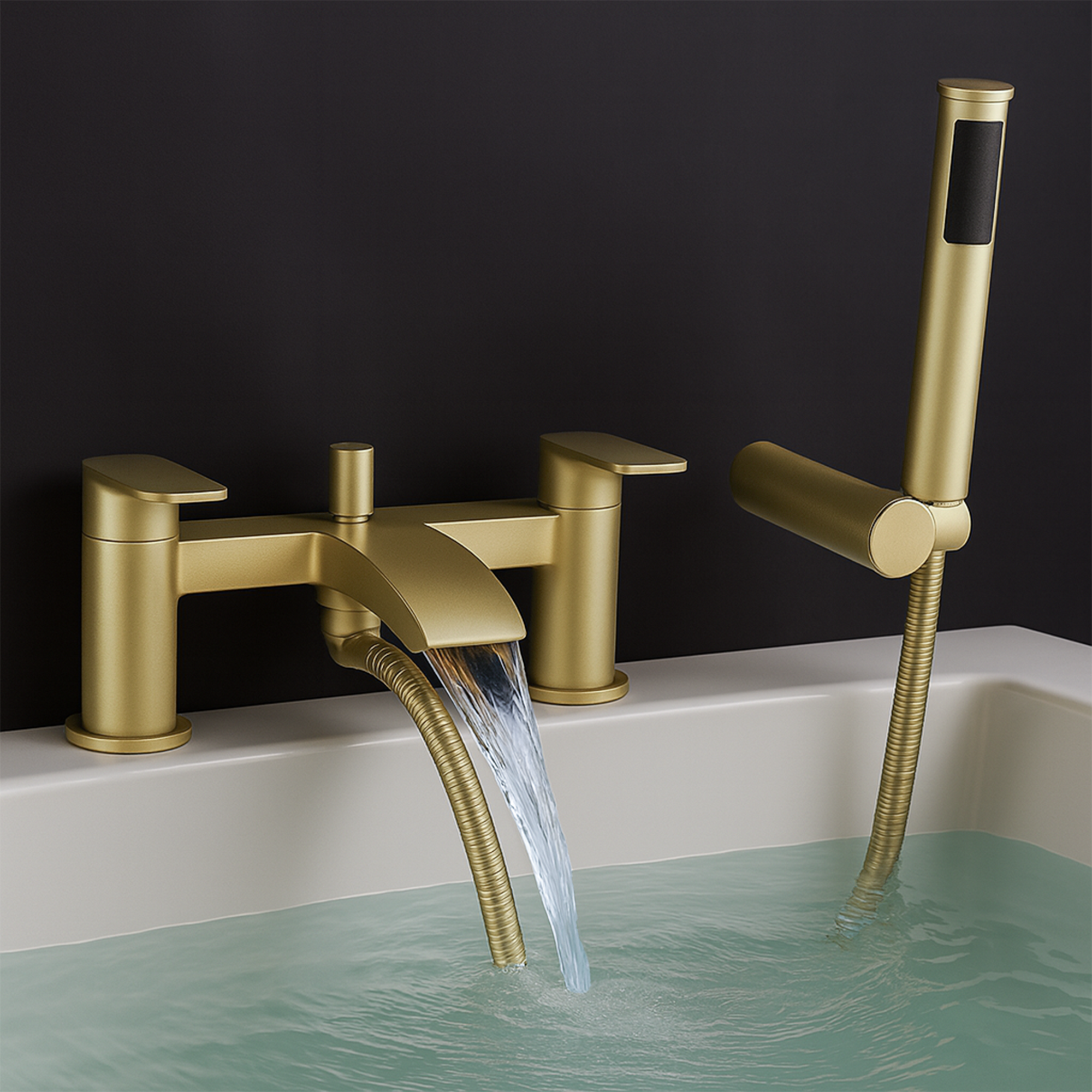Arko Capri Basin Mixer Tap & Bath Shower Set with Bath Waste – Brass