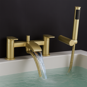 Arko Capri Basin Mixer Tap & Bath Shower Set with Bath Waste – Brass