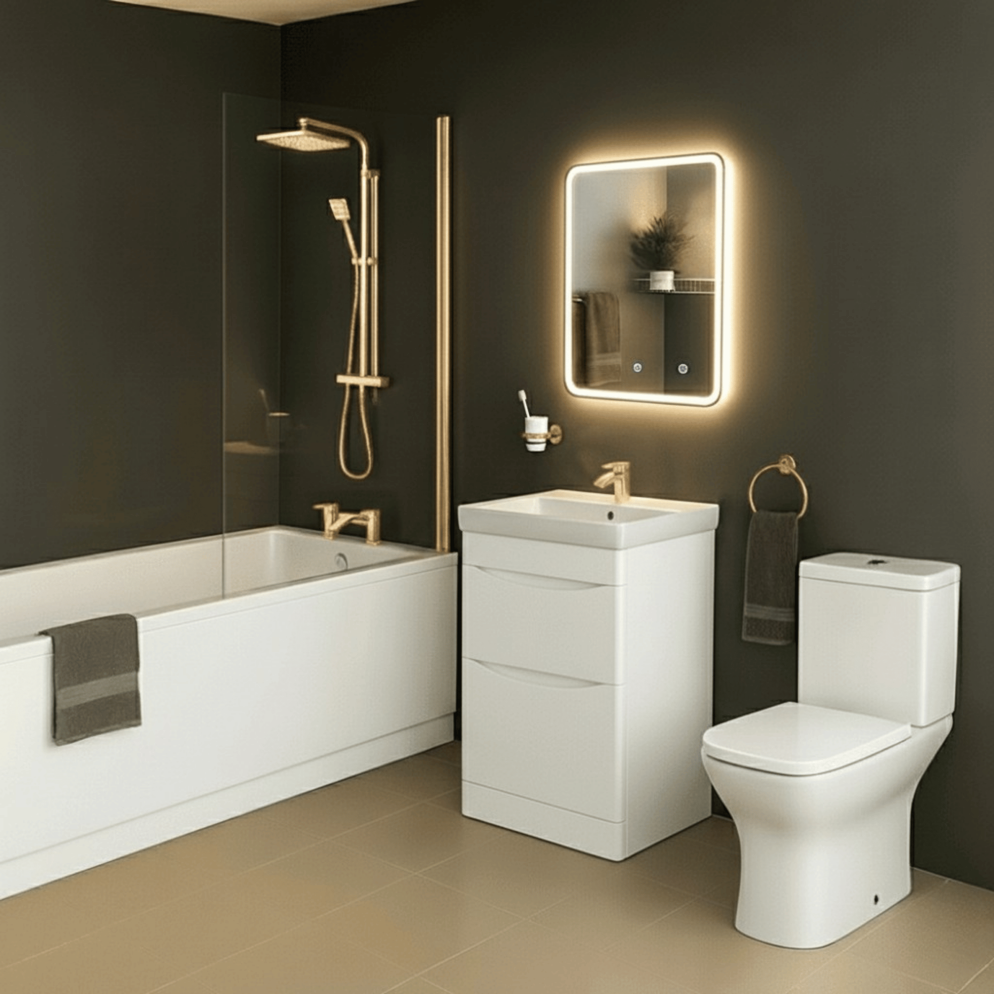Arko Vista Complete Bathroom Suite -  Brass
