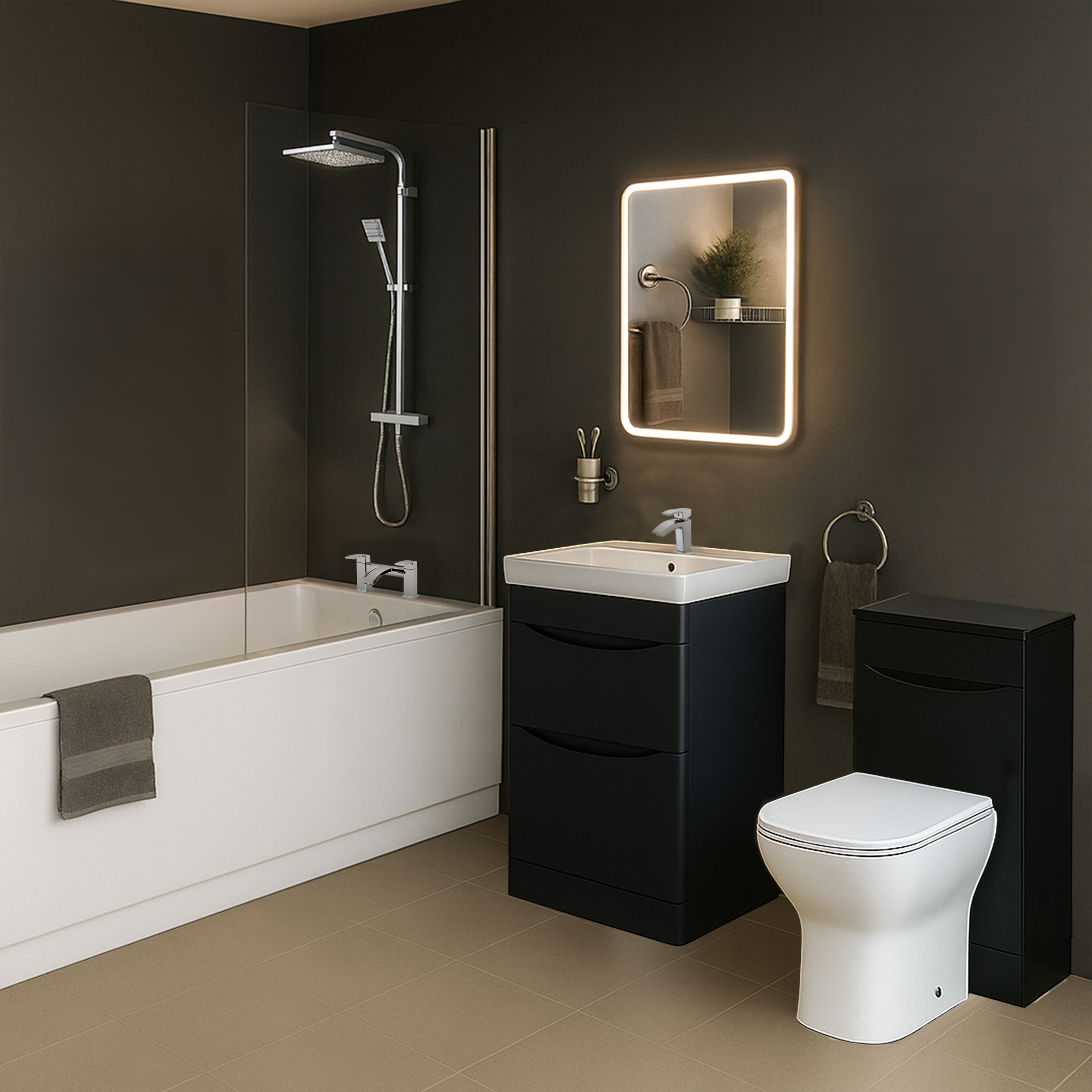 Arko Vista Complete Bathroom Suite -  Chrome