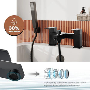 Verda Modern Bath Shower Mixer with Shower Kit – Black