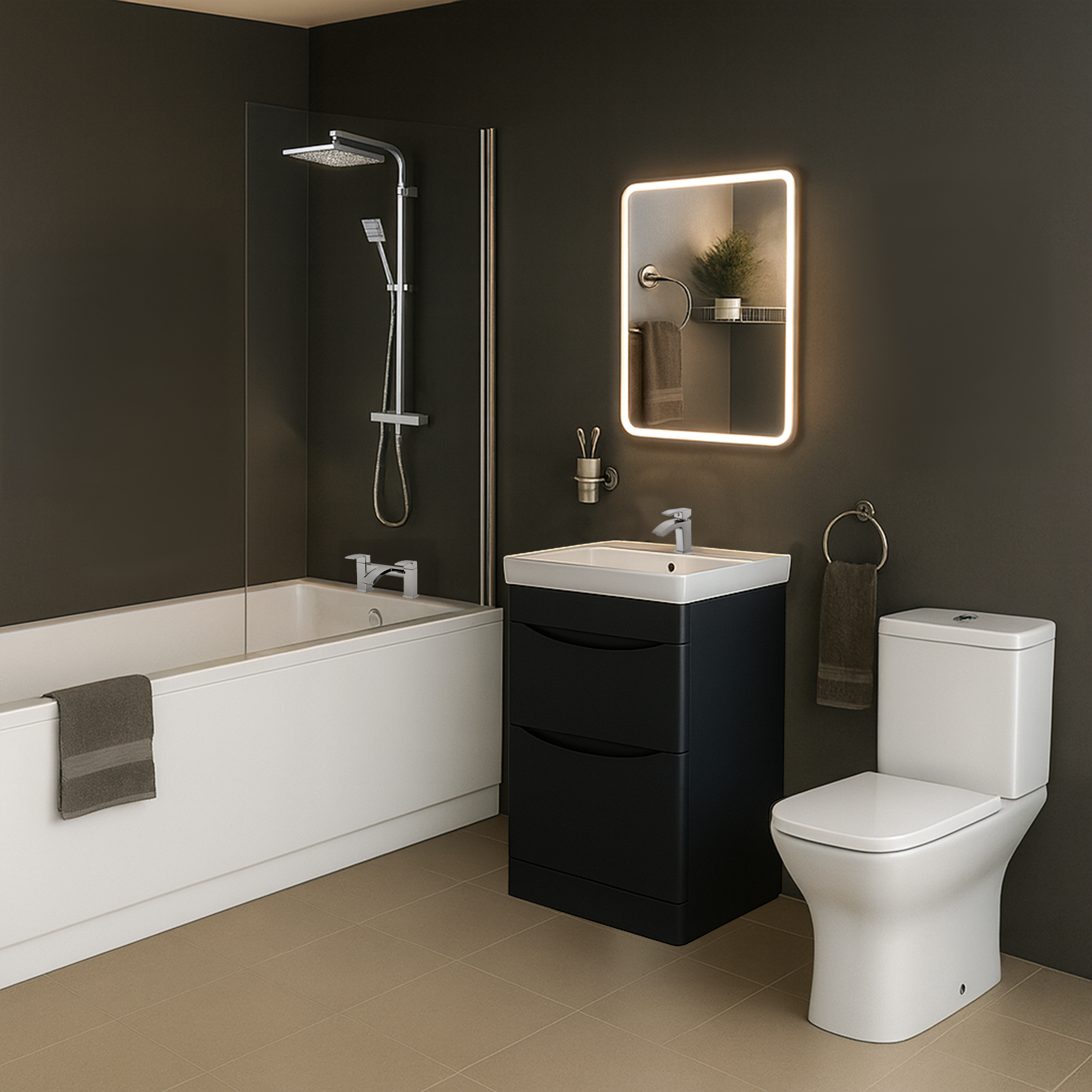 Arko Vista Complete Bathroom Suite -  Chrome
