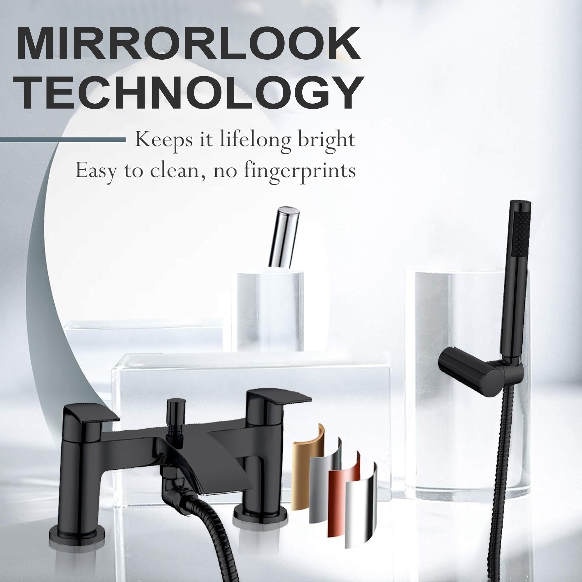 Capri Black Bath Shower Mixer Tap with Shower Kit