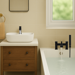 Arko Vista Basin Mixer Tap & Bath Shower Set with Bath Waste – Black