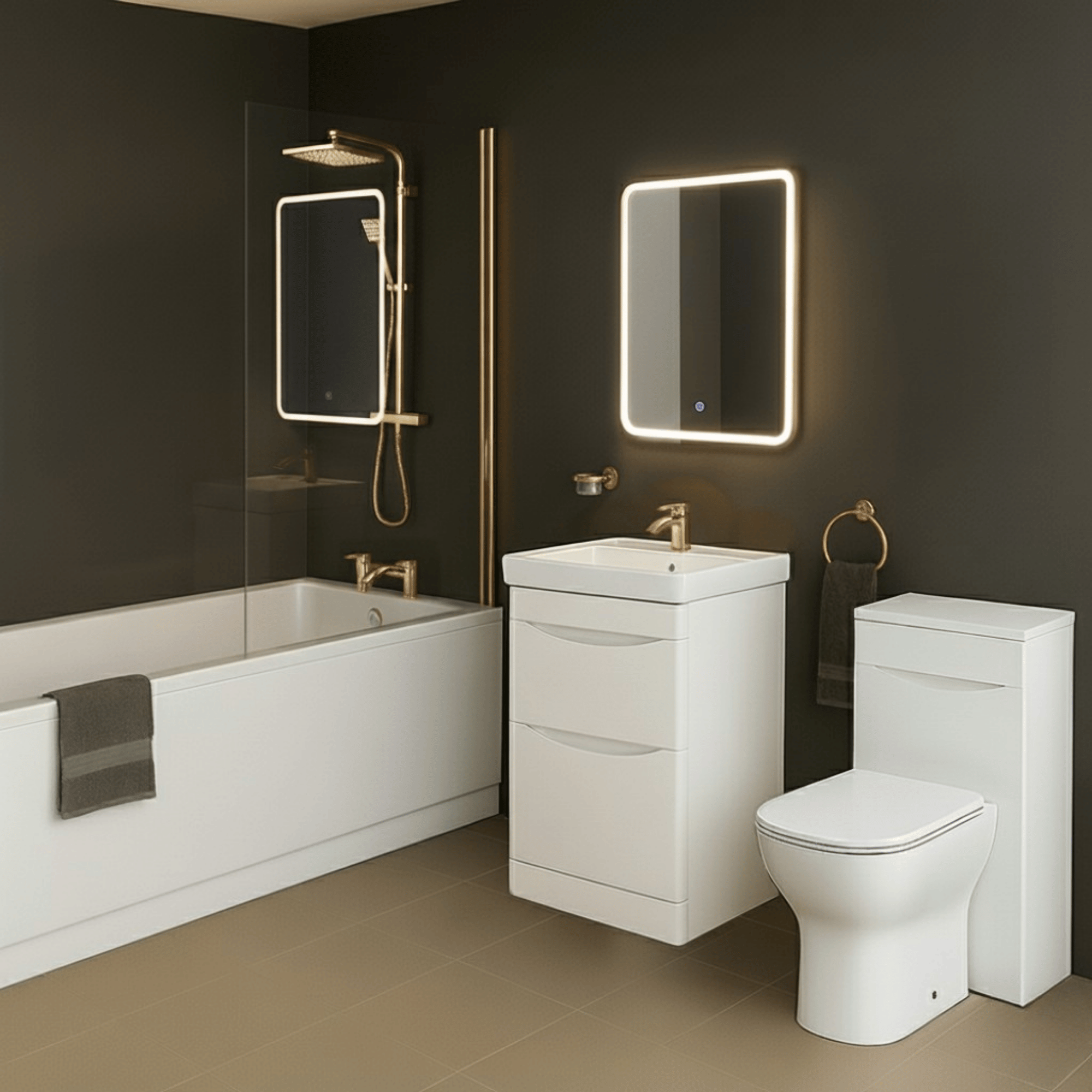 Arko Vista Complete Bathroom Suite -  Brass