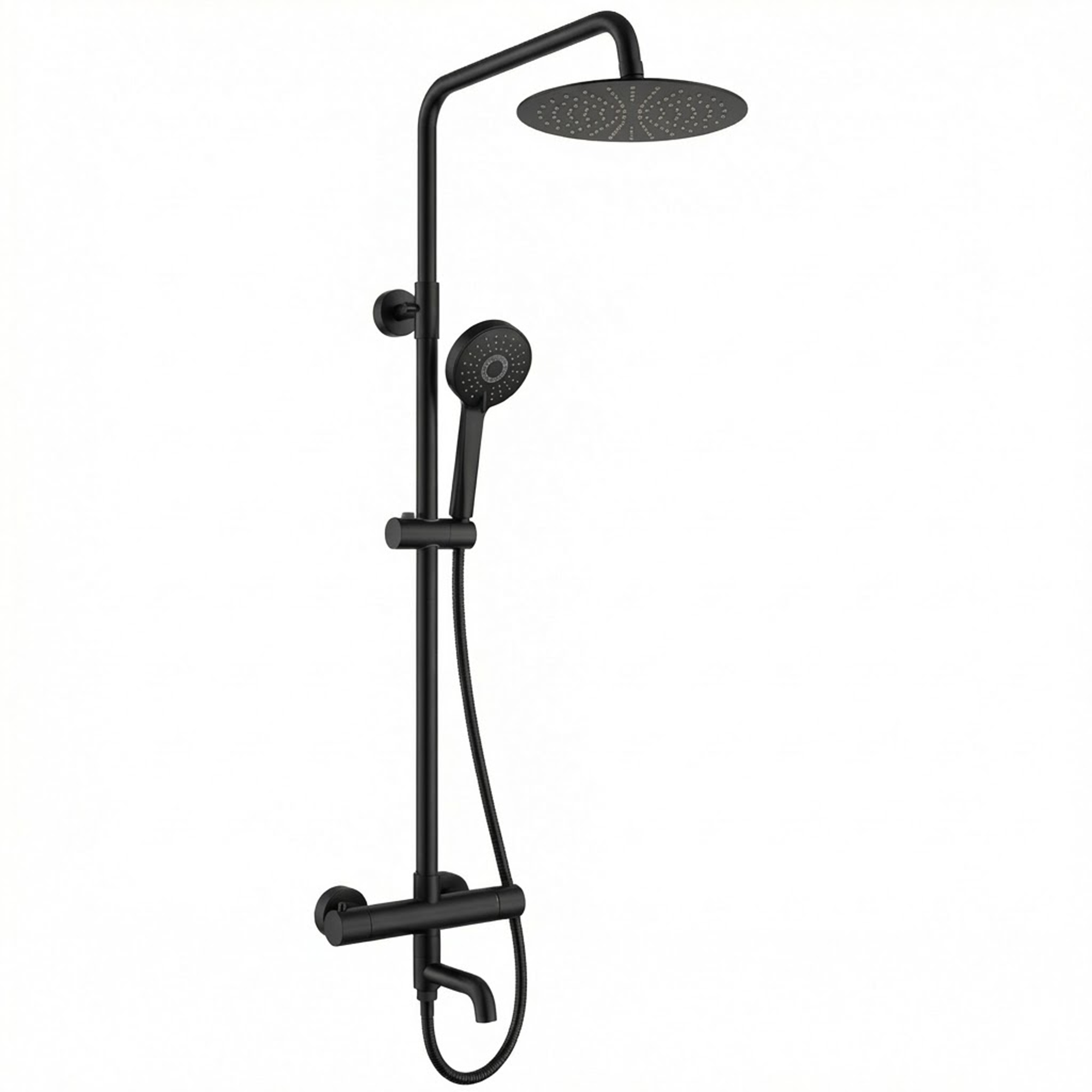 Arko Modern Round Thermostatic Shower with Filler – Matt Black