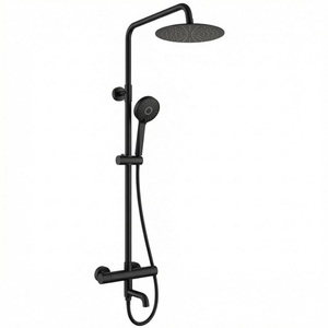 Arko Modern Round Thermostatic Shower with Filler – Matt Black