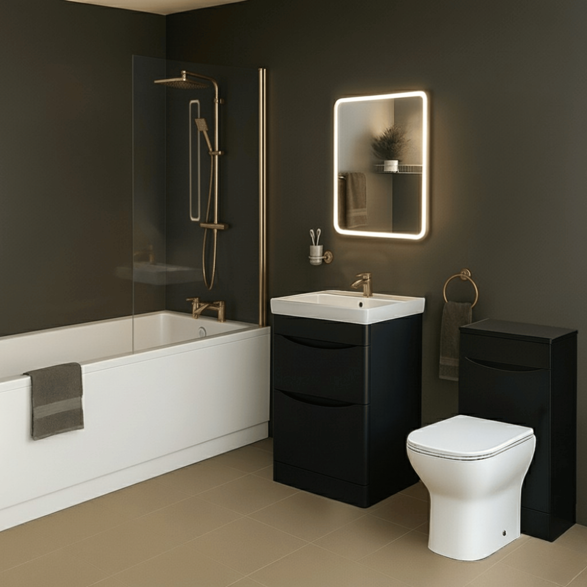 Arko Vista Complete Bathroom Suite -  Brass