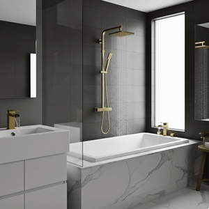 ARKO Waterfall Bath Filler & Mixer Shower Set – Brass