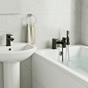 Arko Verda Basin Mixer Tap & Bath Shower Set with Bath Waste – Black