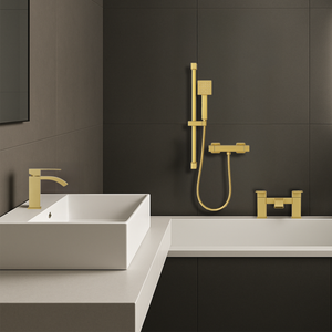 ARKO Vista Basin Mixer Tap, Bath Filler & Handheld Shower Set with Bath Waste – Brass