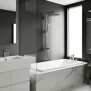ARKO Waterfall Basin Mixer Tap, Bath Filler & Thermostatic Mixer Shower Set with Bath Waste – Chrome