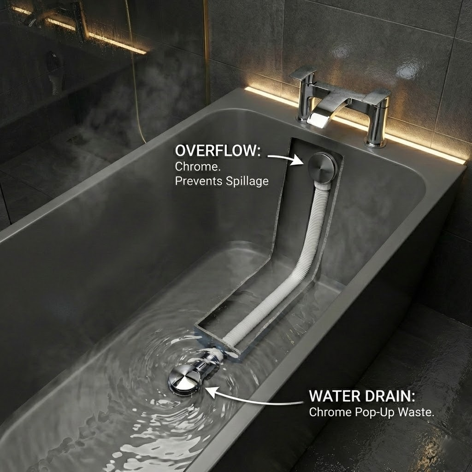 ARKO Capri Basin Mixer Tap, Bath Filler & Thermostatic Mixer Shower Set with Bath Waste – Chrome