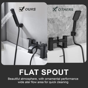 Vista Modern Black Bath Shower Mixer with Shower Kit – Matte Black