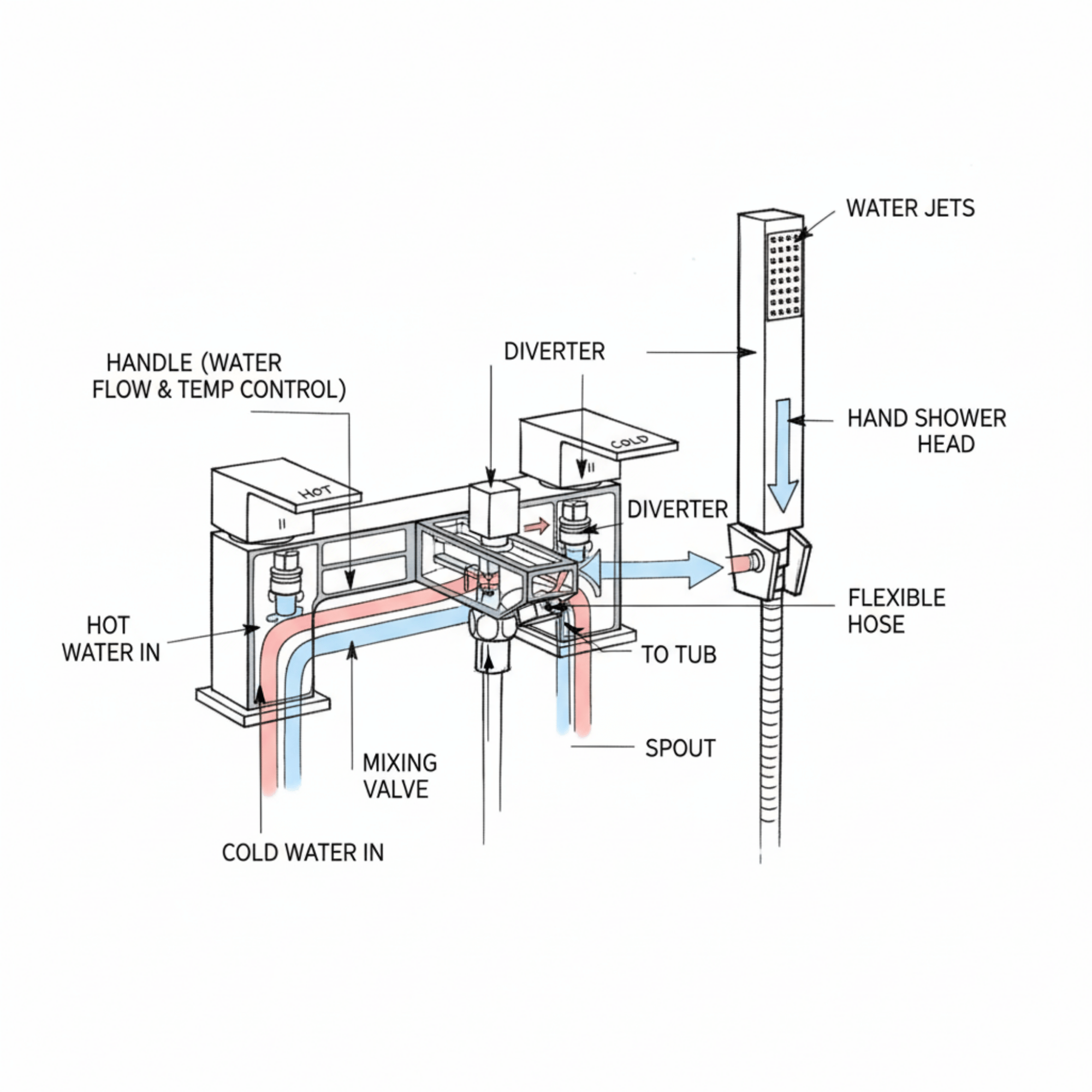 ARKO Verda Bath Shower & Basin Mixer Tap Set – Brass