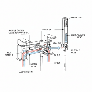 ARKO Verda Bath Shower & Basin Mixer Tap Set – Brass