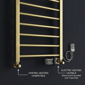 Arko Heated Towel Rail – Brass – 500 x 1200mm – Straight Bars