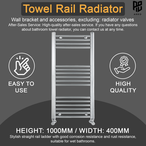 ARKO Chrome Heated Towel Rail 400x1000mm – Wall Mounted Ladder Radiator