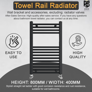 ARKO Black Heated Towel Rail 400x800mm – Wall Mounted Ladder Radiator