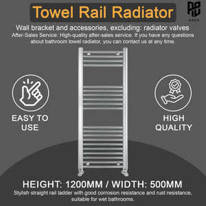 ARKO Chrome Heated Towel Rail 500x1200mm – Wall Mounted Ladder Radiator
