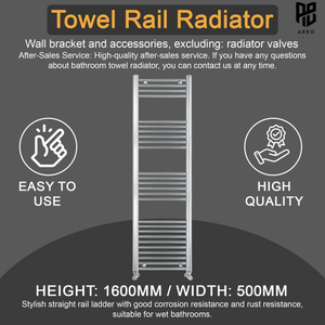 ARKO Chrome Heated Towel Rail 500x1600mm – Wall Mounted Ladder Radiator