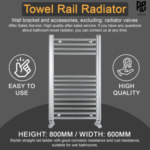 ARKO Chrome Heated Towel Rail 600x800mm – Wall Mounted Ladder Radiator