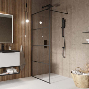 700 Black Grid Wetroom Screen