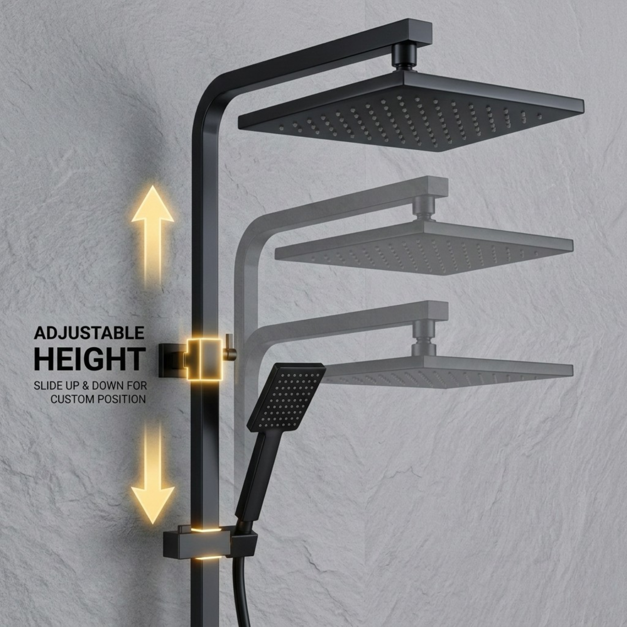 Arko Modern Square Thermostatic Shower – Matt Black