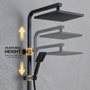 Arko Modern Square Thermostatic Shower – Matt Black