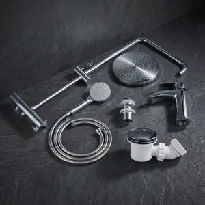 Arko Bathroom Capri Mixer Shower & Basin Mixer Tap Sets with Bath Shower Waste – Chrome