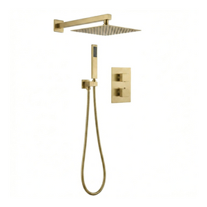 ARKO 2-Way Square Concealed Thermostatic Mixer Shower Dual Dial, Twin Head – Brass