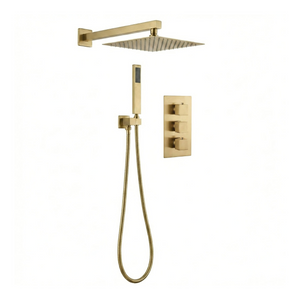 Square Concealed Brass Triple Thermostatic Shower Pack with Head + Handset – ARKO