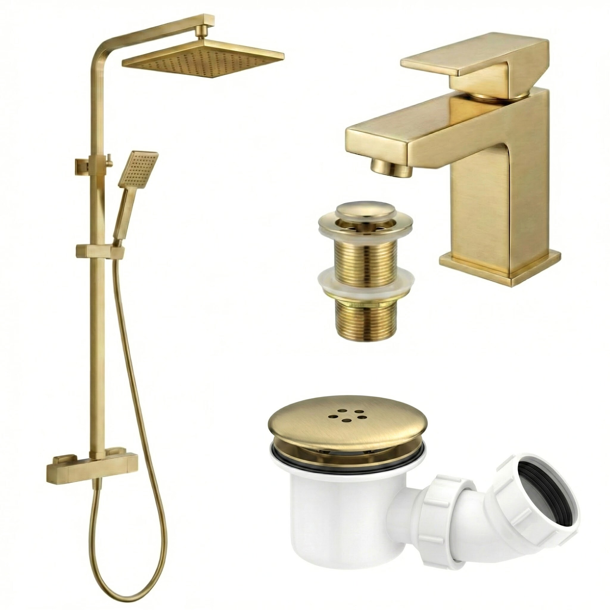 Arko Bathroom Verda Mixer Shower & Basin Mixer Tap Sets with Bath Shower Waste – Brass