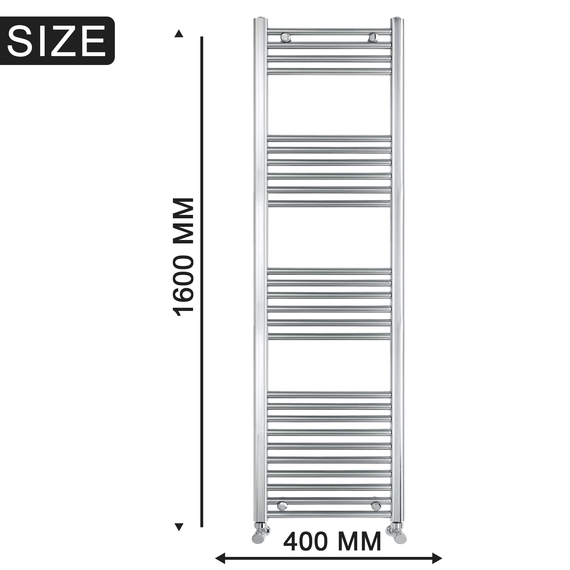 ARKO Chrome Heated Towel Rail 400x1600mm – Wall Mounted Ladder Radiator