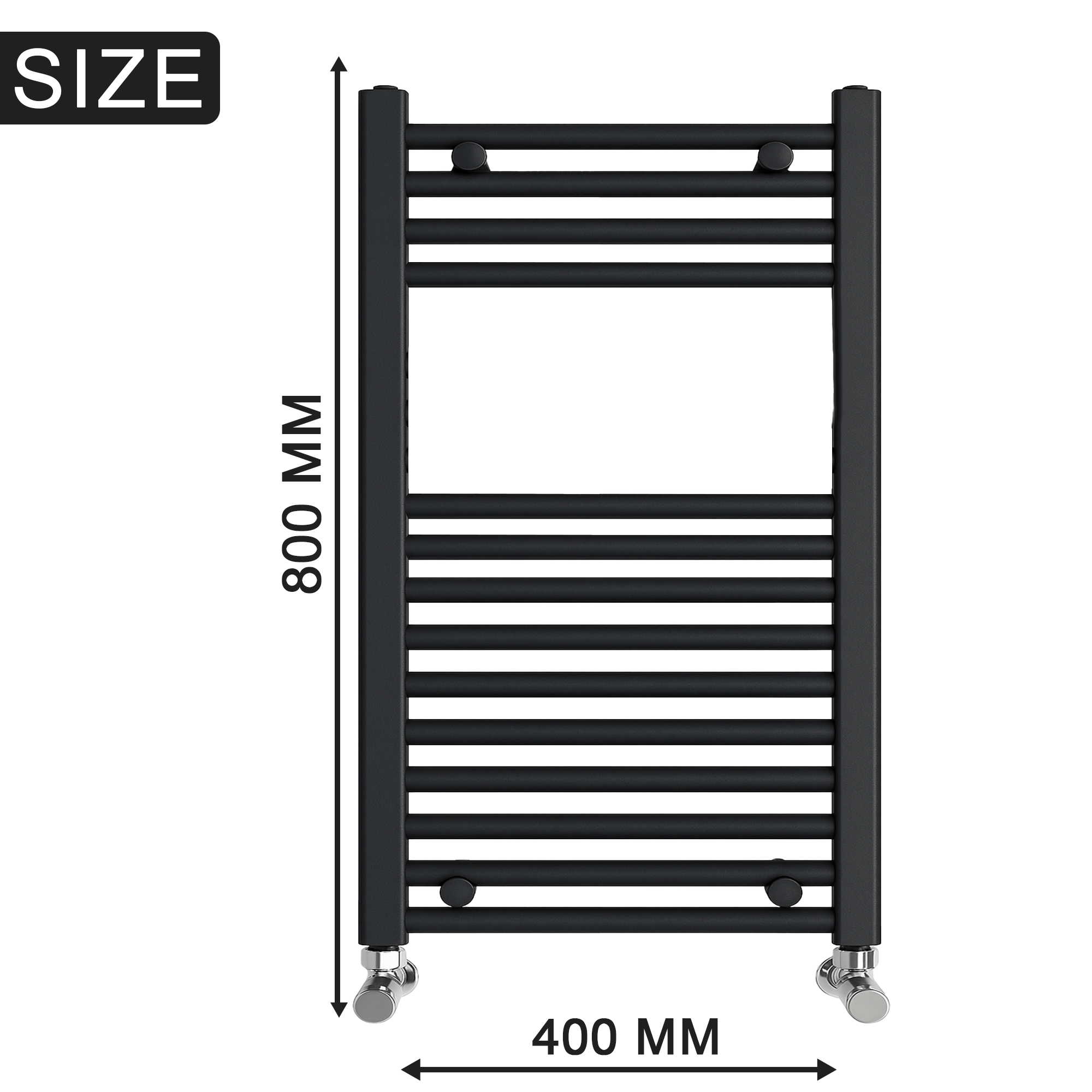 ARKO Black Heated Towel Rail 400x800mm – Wall Mounted Ladder Radiator