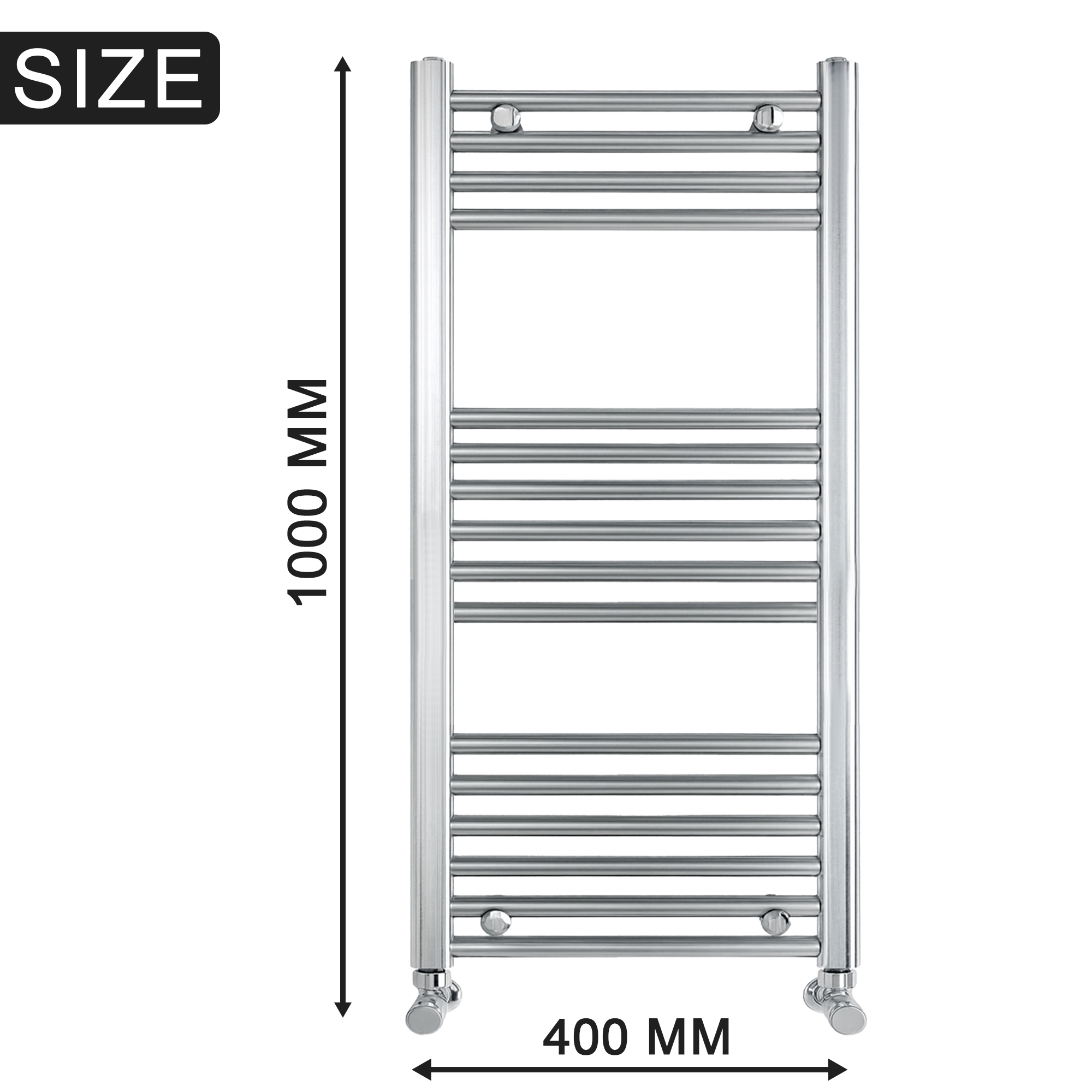 ARKO Chrome Heated Towel Rail 400x1000mm – Wall Mounted Ladder Radiator