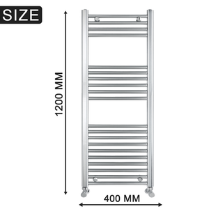 ARKO Chrome Heated Towel Rail 400x1200mm – Wall Mounted Ladder Radiator
