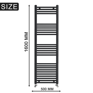 ARKO Black Heated Towel Rail 500x1600mm – Wall Mounted Ladder Radiator