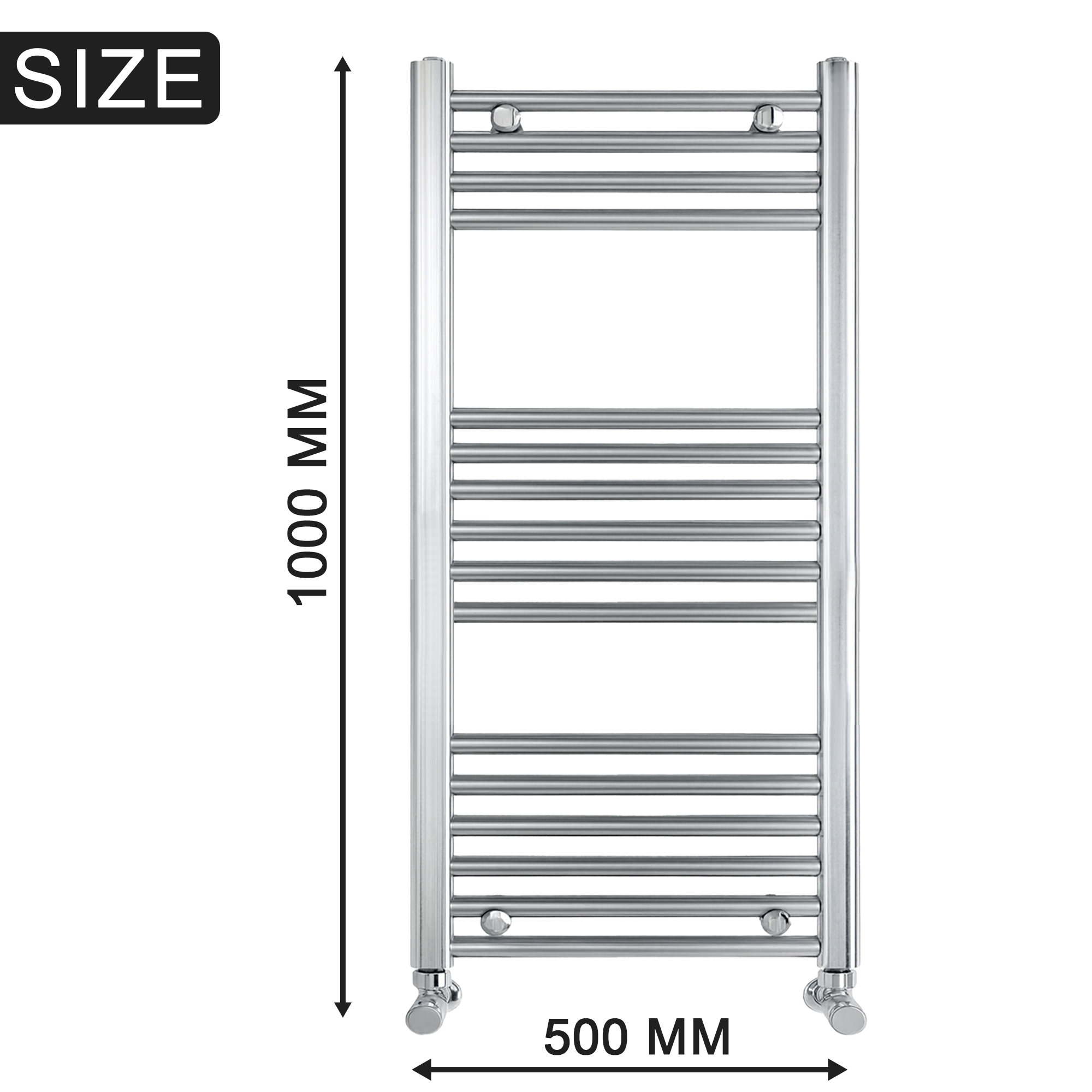 ARKO Chrome Heated Towel Rail 500x1000mm – Wall Mounted Ladder Radiator