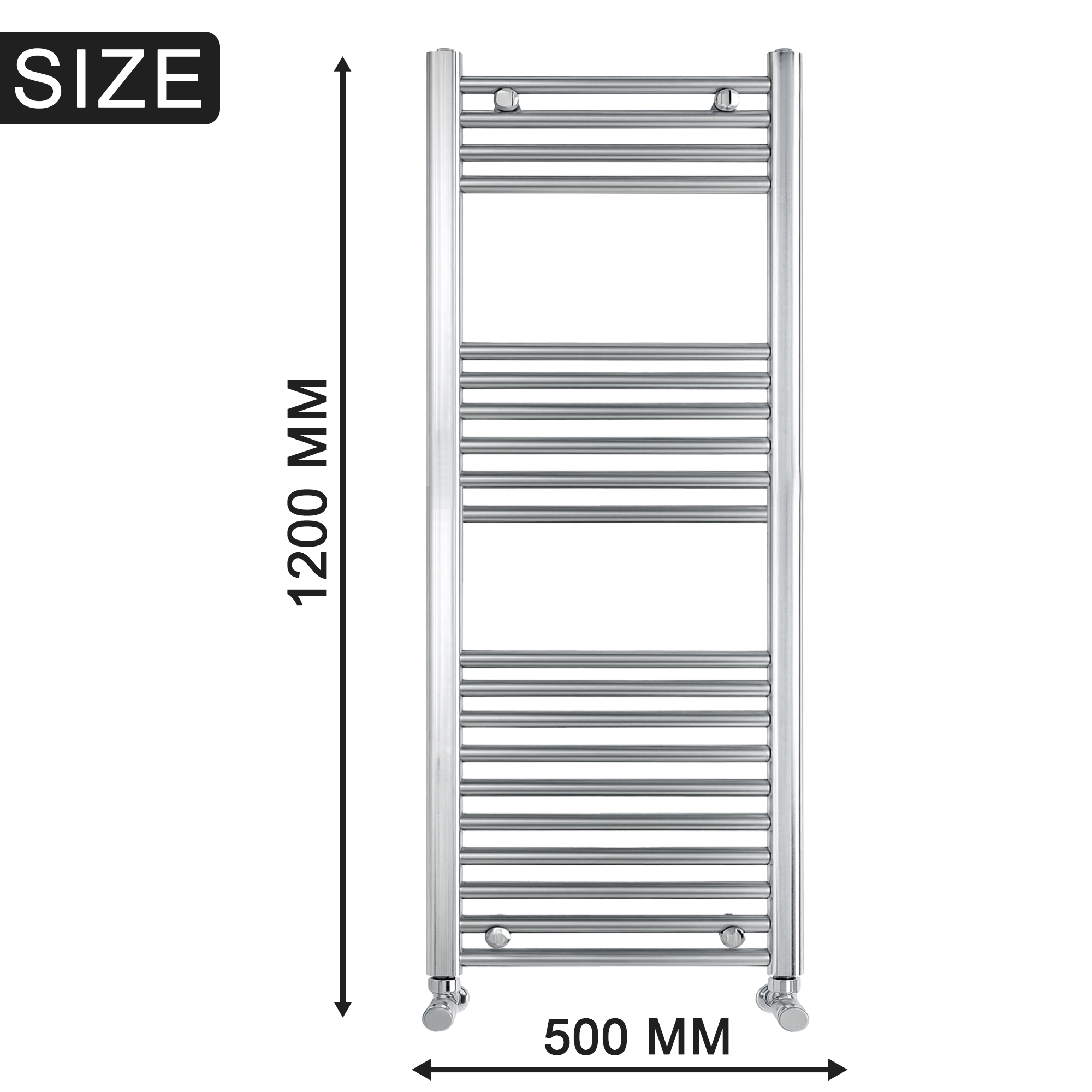 ARKO Chrome Heated Towel Rail 500x1200mm – Wall Mounted Ladder Radiator