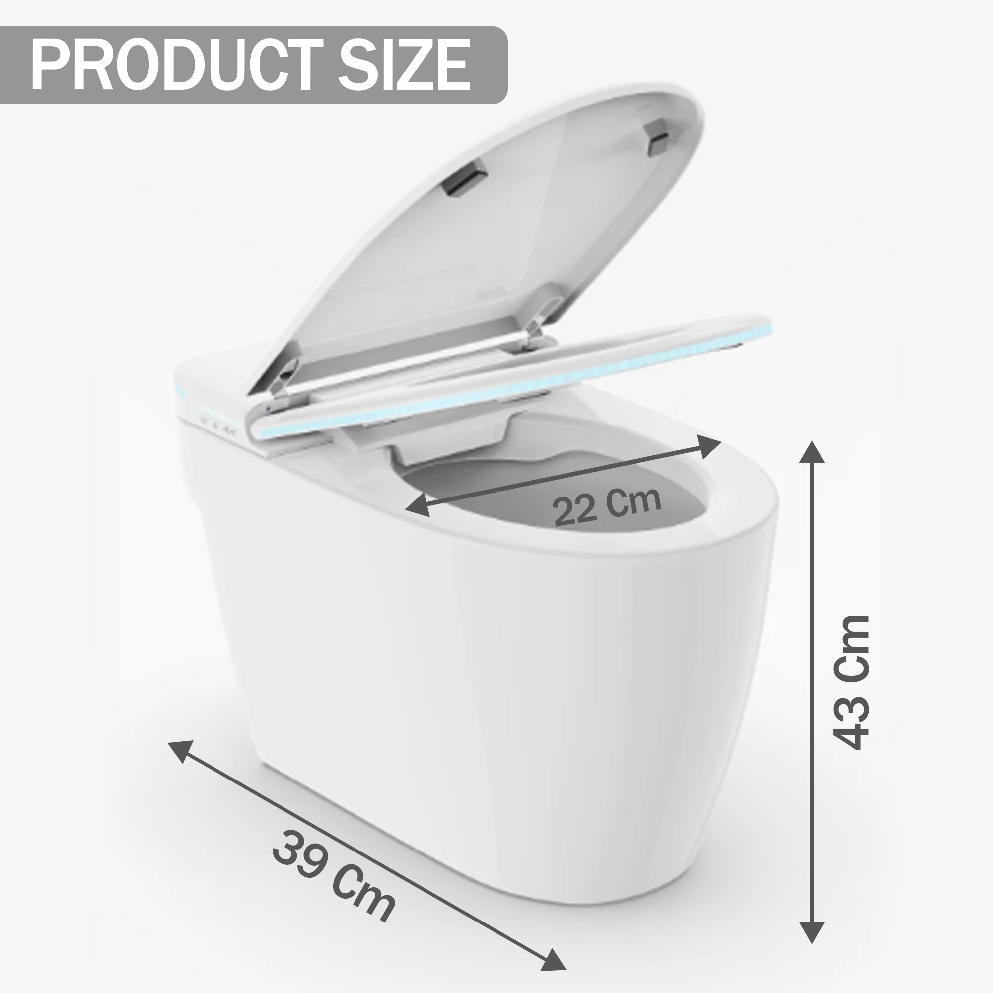 Smart Bidet Toilet with Self-Cleaning Spray – Soft Close, 430x390x370mm, White
