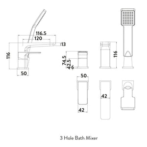Fluro 3 Hole Bath