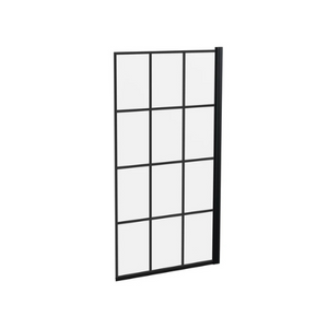 Square Hinged Bath Screen Black Grid