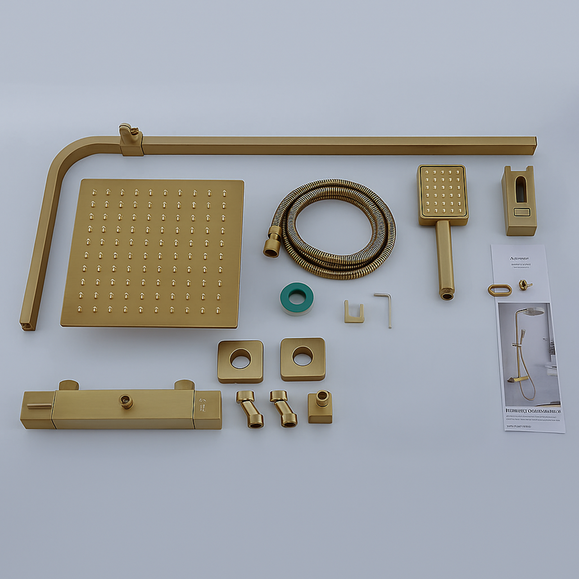 Modern Square Thermostatic Shower – Brass