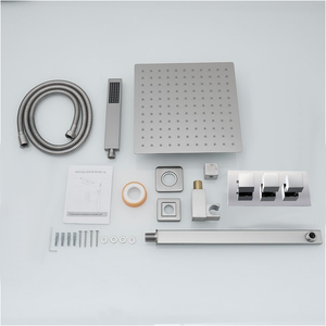 Square Concealed Triple Thermostatic Shower Pack with Head + Handset - Chrome