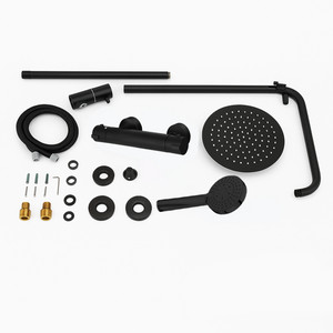 Modern Round Thermostatic Shower - Matt Black