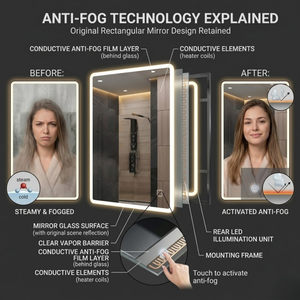 Arko Bathroom Mirror with LED Lights 500x700mm - Wall Mounted Vanity Mirror