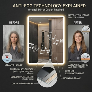 Arko 500x700mm LED Bathroom Mirror with Bluetooth Wall Mounted – Illuminated Vanity Mirror