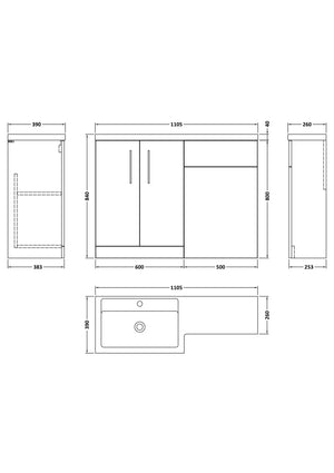 Arko L Shape Vanity Set 1100mm (Left Hand)