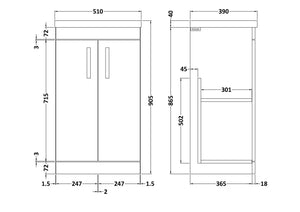 Reina 500mm Floor Standing 2-Door Vanity